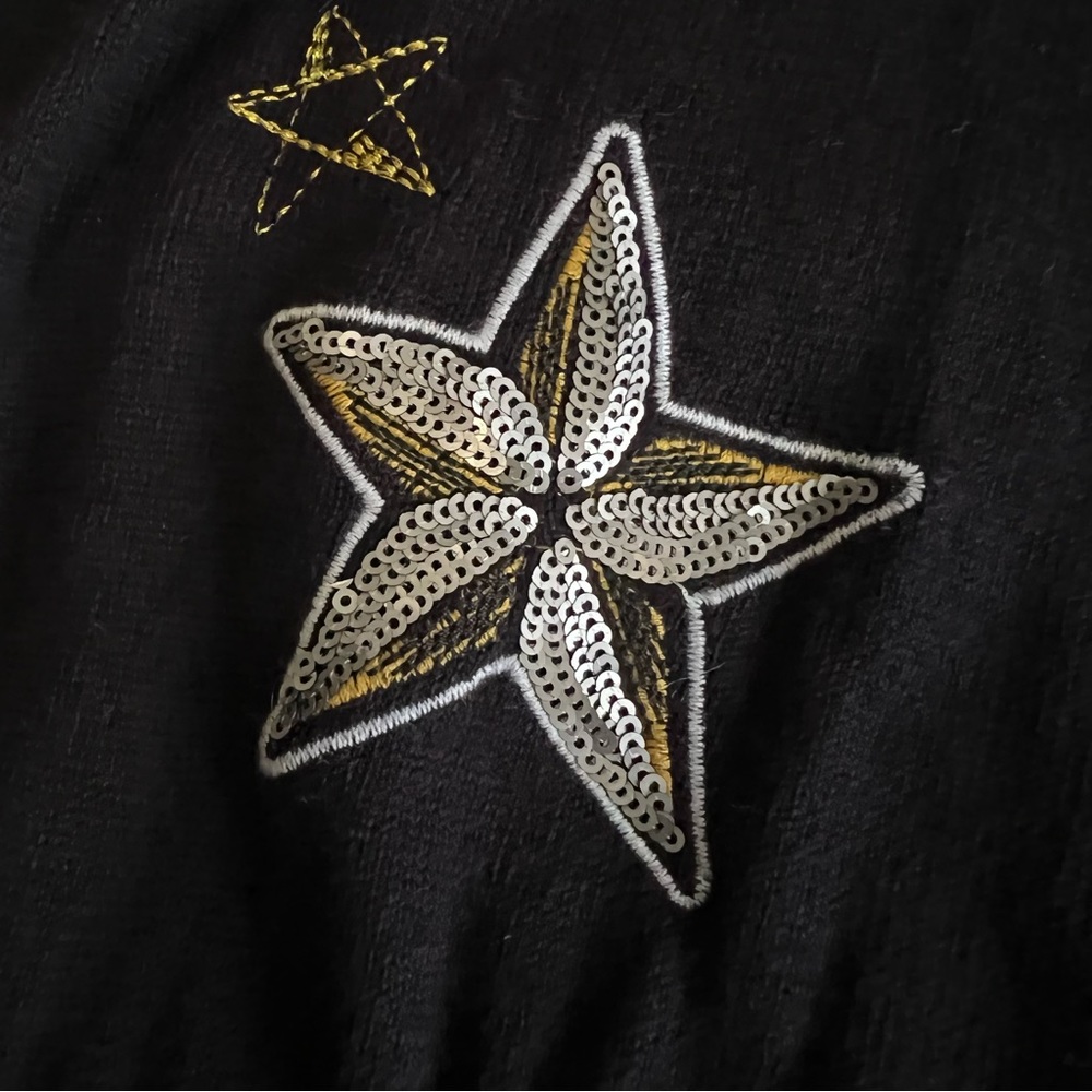 Torrid Black Crew Neck Sweater with Colorful Patches - Picture 7 of 7